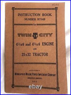 1936 Twin City 21 X 32 Tractor Original Instruction Manual Minneapolis Moline