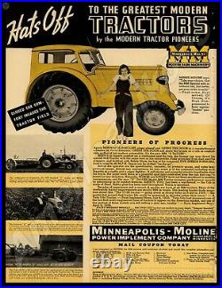 1938 Minneapolis Moline Tractors NEW Metal Sign 24 x 30 USA STEEL XL Size, 7lb