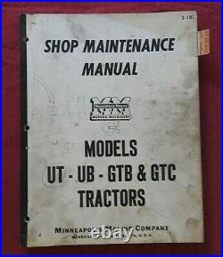 1947-1955 Minneapolis Moline Ut Ub Gtb Gtc Tractor Service Repair Shop Manual