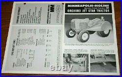 1963 Minneapolis Moline Jet Star Orchard Tractor Sales Brochure Rare Original
