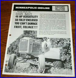 1963 Minneapolis Moline Jet Star Orchard Tractor Sales Brochure Rare Original