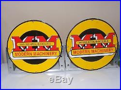 2 Vintage Minneapolis-Moline Modern Machinery Signs farm tractor advertising