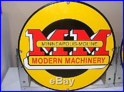 2 Vintage Minneapolis-Moline Modern Machinery Signs farm tractor advertising