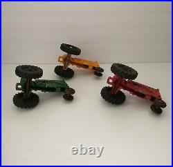 3 Antique Minneapolis Moline MM Toy Tractor Lot Red Yellow Green Complete