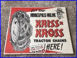 ANTIQUE VERY RARE STORE POSTER MINNEAPOLIS MOLINE PAPER SIGN Tractor Chains
