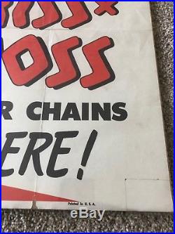 ANTIQUE VERY RARE STORE POSTER MINNEAPOLIS MOLINE PAPER SIGN Tractor Chains