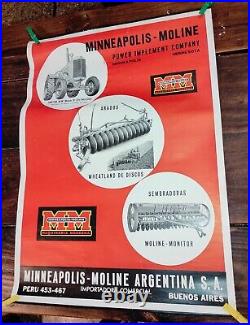 Antique Unique Argentina Store Poster Minneapolis Moline Tractors Paper Sign