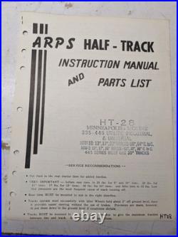 Arps Tractor Half-track Instruction Owner Manual Parts List Minneapolis Moline