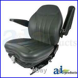HIS360 High Back Industrial Seat withSuspension Slide Track & Armrests Black Vinyl