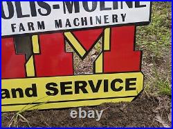 Large Vintage Minneapolis-moline Tractor Farm Porcelain Sign