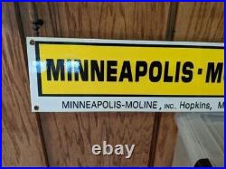 Large Vintage Minneapolis-moline Tractor Farm Porcelain Sign 40 X 6