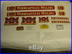 MINNEAPOLIS MOLINE MODEL UB TRACTOR DECAL SET NEW FREE SHIPPING
