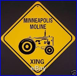 MINNEAPOLIS MOLINE XING Aluminum Tractor Sign Won't rust or fade