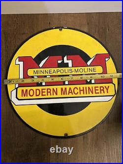 MM Minneapolis Moline Porcelain Sign Farm Machinery Tractor Ag Gas Oil