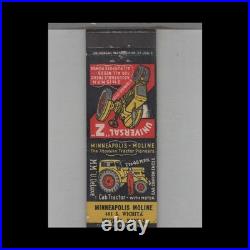 Matchbook Cover Minneapolis Moline Cab Tractor With Motor Wichita, KS RARE