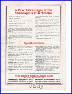 Minneapolis 27-42 Tractor Sales Brochure More Power Minneapolis Moline Company