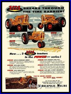 Minneapolis Moline 445 Tractor Metal Sign 24 x 30 USA STEEL XL Size 7 lbs