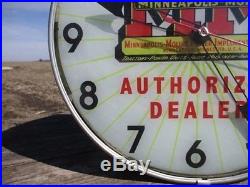 Minneapolis Moline Advertising Clock Light Sign Tractor Implement Gas Station c