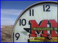 Minneapolis Moline Advertising Clock Light Sign Tractor Implement Gas Station c