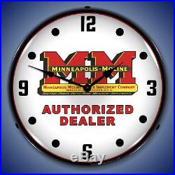 Minneapolis Moline Farm Tractor Wall Clock, Lighted, Logo