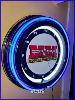 Minneapolis Moline Farm Tractors Barn Man Cave Store Neon Style LED Clock Sign Minneapolis Moline Farm Tractors Barn Man Cave Store Neon Style LED Clock Sign