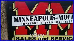 Minneapolis-Moline Flange Sign Farm Tractor Seed Feed Gas Oil Machinery Service