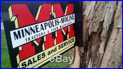Minneapolis-Moline Flange Sign Farm Tractor Seed Feed Gas Oil Machinery Service