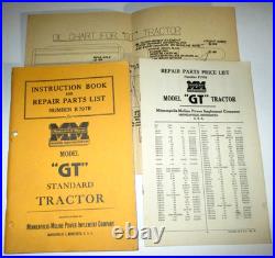 Minneapolis Moline GT Standard Tractor Instruction & Parts Book Manual ORIGINAL