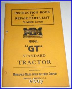 Minneapolis Moline GT Standard Tractor Instruction & Parts Book Manual ORIGINAL