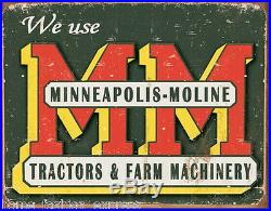 Minneapolis Moline Logo Tractor Farm Farming Tin Metal Sign