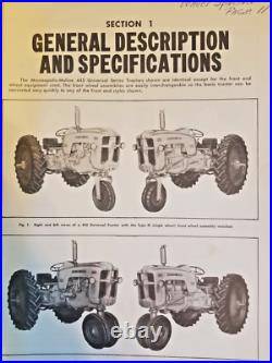 Minneapolis Moline Model 445 Tractors Dealer Maintenance Manual Original