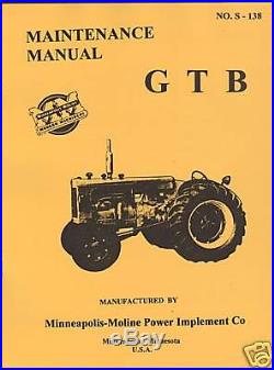 Minneapolis Moline Model GTB Tractor Maintenance Manual MM