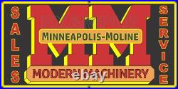 Minneapolis Moline Modern Machinery Tractor Dealer Old School Sign Remake Banner