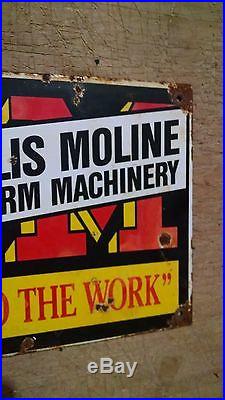 Minneapolis Moline Porcelain Metal Sign Tractor Farm White Oliver prairie gold
