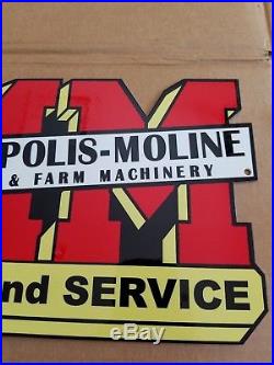 Minneapolis Moline Thick Metal Sign Made in USA Farm Tractor Gas Oil Barn Oliver
