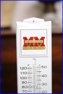 Minneapolis Moline Tractor Advertising Sign Thermometer Metal Glass Farm Vintage