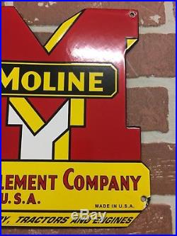 Minneapolis Moline Tractor And Implements Dealership Diecut Porcelain Sign