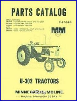 Minneapolis Moline U-302 U302 Parts Manual Catalog 2097