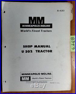 Minneapolis-Moline U 302 U302 Tractor Shop Service Manual S-420