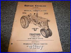 Minneapolis Moline U Row Crop Tractor with 283A-4 Engine Parts Catalog Manual Book