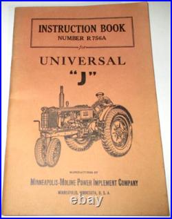 Minneapolis Moline Universal J Tractor Operator Instruction Book Manual ORIGINAL