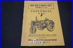 Minneapolis-Moline Universal J Tractor Repair Parts List Number R757E OEM