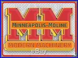 Minneapolis-moline Tractor Neon Style Printed Banner Sign Garage Art 4' X 3