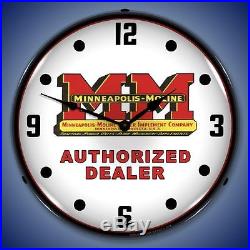 NEW MINNEAPOLIS MOLINE TRACTOR RETRO BACKLIT LIGHTED CLOCK FREE SHIPPING