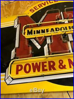ORIGINAL PORCELAIN Neon MINNEAPOLIS MOLINE MM Machinery TRACTOR Sign Ag FARM Old