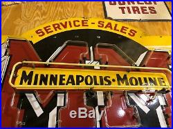 ORIGINAL PORCELAIN Neon MINNEAPOLIS MOLINE MM Machinery TRACTOR Sign Ag FARM Old