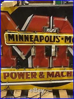 ORIGINAL Vintage MINNEAPOLIS MOLINE POWER MACHINERY Sign NEON Farm Ag TRACTOR