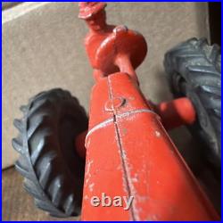 Old Vintage MM Minneapolis Moline Red Tractor with Farmer Driver Die-Cast Farm Toy
