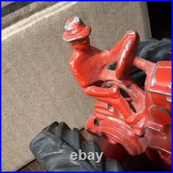 Old Vintage MM Minneapolis Moline Red Tractor with Farmer Driver Die-Cast Farm Toy