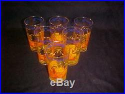 RARE VINTAGE SET OF 6 MINNEAPOLIS MOLINE DRINKING GLASSES with TRACTOR & COMBINE